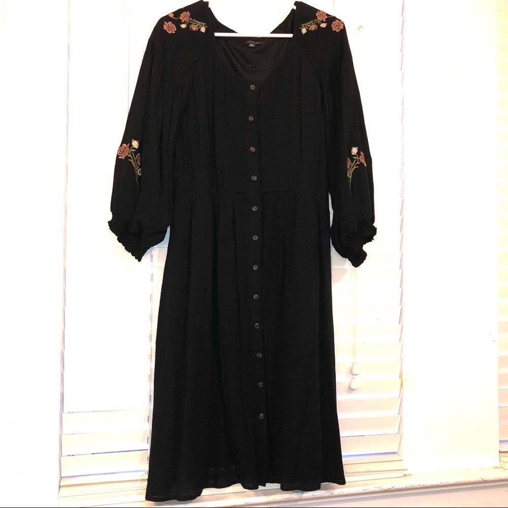 Black embroidered dress